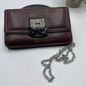 My Flat In London Brown‎ Crossbody Metal Chain Bow Wallet Clutch 48 Charles St